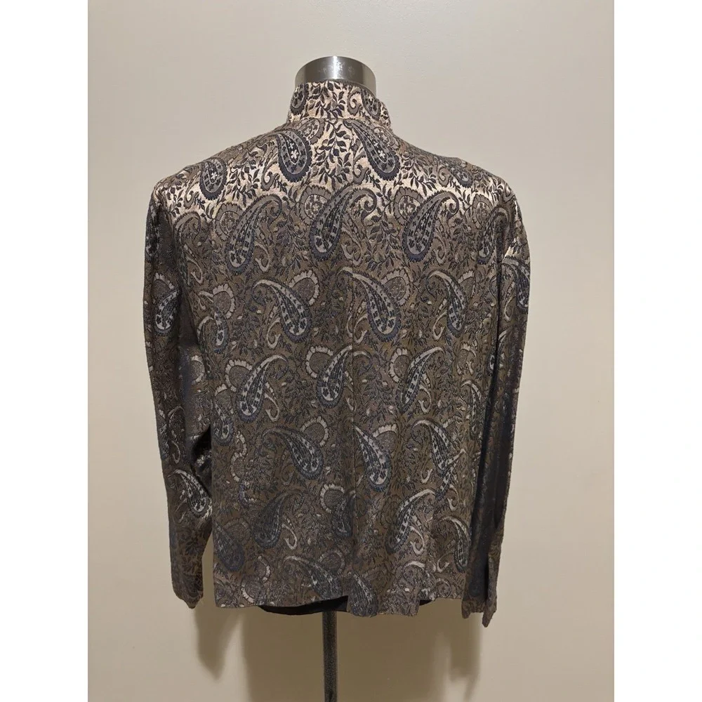 VTG 80s Women MSK Embroidered Dinner Dress Jacket Metallic Gold Paisley Size 22W - Picture 4 of 10